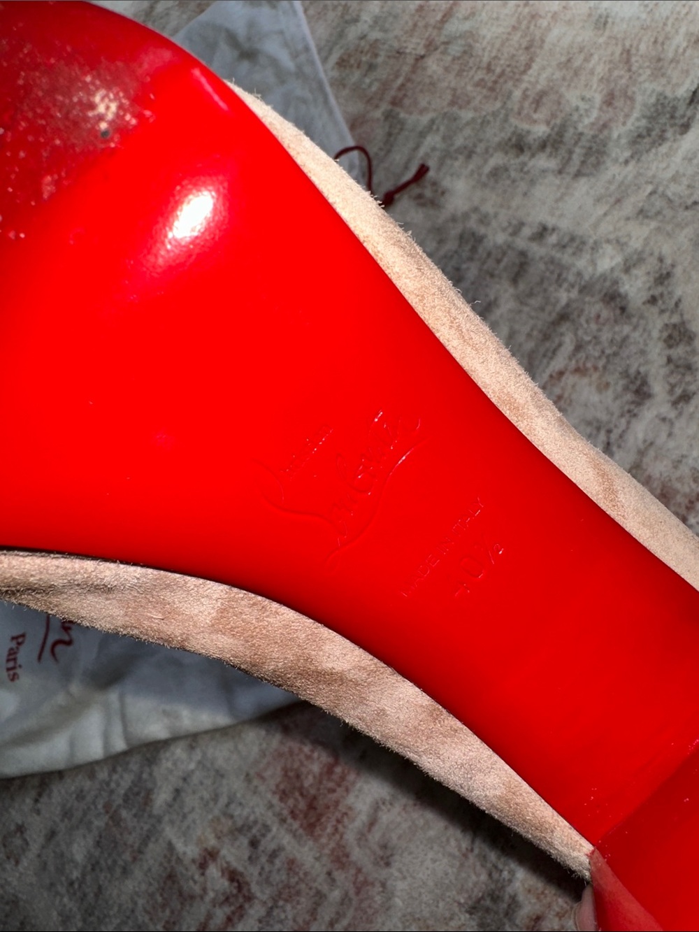Christian Louboutin Tan Suede Ankle Booties with Signature Red Soles - Picture 13 of 13